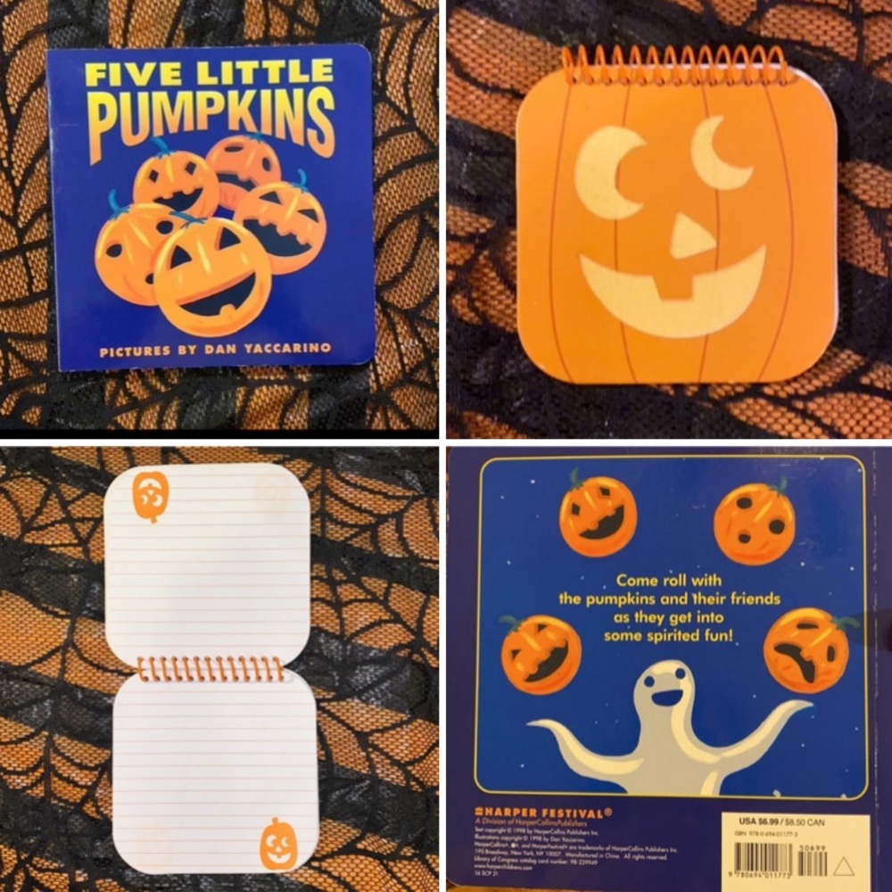Five Little Pumpkins kids book by Dan Yaccarino hardback halloween & 🎃 notepad​